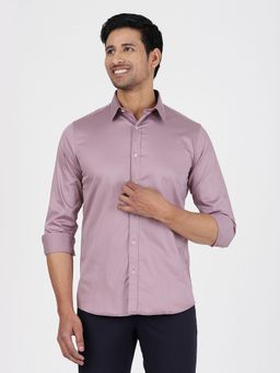 JadeBlue - Men Purple Cotton Solid Slim Fit Casual Shirt