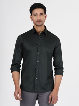 JadeBlue - Men Green Cotton Solid Slim Fit Casual Shirt
