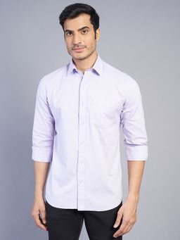 JadeBlue - Men Purple Cotton Solid Slim Fit Casual Shirt