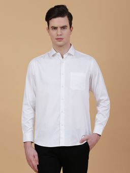 Greenfibre - Men White Cotton Solid Slim Fit Casual Shirt
