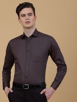 Metal - Men Maroon Cotton Printed Slim Fit Formal Shirt