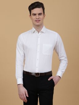 Greenfibre - Men White Cotton Solid Slim Fit Formal Shirt