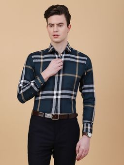 Metal - Men Multi-Color Cotton Checks Slim Fit Formal Shirt