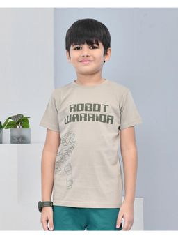 YOUMAA - Boys Cotton Printed Half Sleeve Round Neck Grey T-Shirt