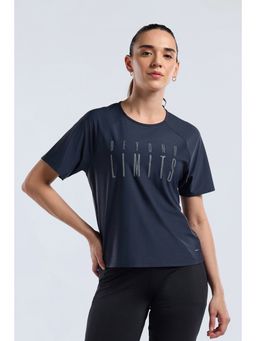 Amante - Women Navy Blue Base Full Mesh Workout T-Shirt