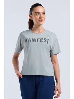 Amante - Women Light Grey Base Full Mesh Workout T-Shirt