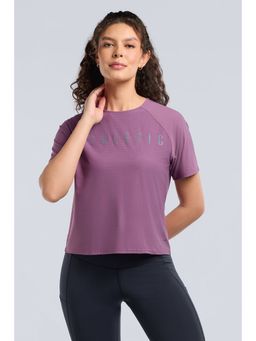 Amante - Women Purple Base Full Mesh Workout T-Shirt