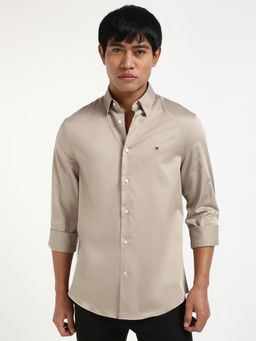 Tommy Hilfiger - Mens Beige Solid Shirt