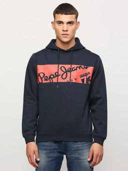 Pepe Jeans - Kurt Brand Carrier Hooded Sweatshirt Navy Blue