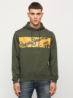 Pepe Jeans - Kurt Brand Carrier Hooded Sweatshirt Olive Green