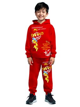 Trampoline - Boys Cotton Blend Full Sleeves Text Printed Co-Ord Set