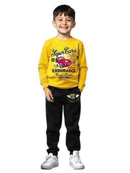 Trampoline - Boys Yellow and Black Cotton Blend Printed Co-Ord Set
