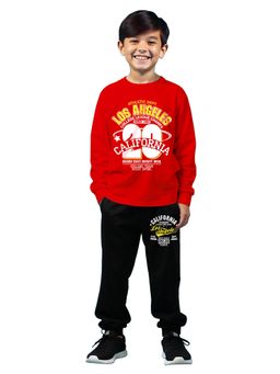 Trampoline - Boys Cotton Blend Full Sleeves Text Printed Co-Ord Set