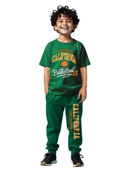 Trampoline - Boys Cotton Blend Basketball Printed Co-Ord Set