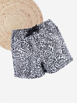 KiddoPanti - Black Animal Print Regular Fit Shorts
