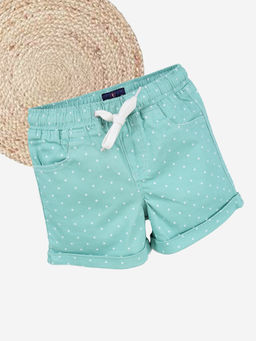 KiddoPanti - Green Printed Regular Fit Shorts
