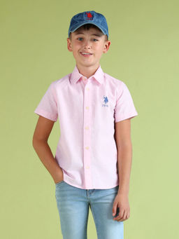 U.S. POLO ASSN. - Pink Solid Regular Fit Shirt