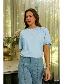 Kay Kay BY KKHUSHI SAHAII - Serena Blue Embellished T-Shirt