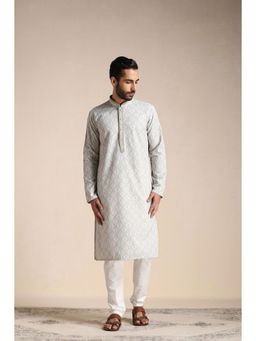 Manyavar - Pista Blended Cotton Printed Kurta Churidar (Set of 2)
