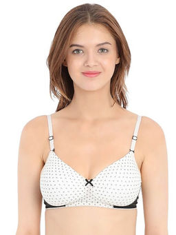 Clovia - Padded Non-Wired Printed T-Shirt Bra - White