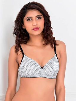Clovia - Polyamide Printed Padded Full Cup Wire Free T-shirt Bra - Black