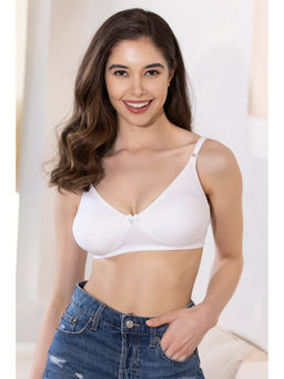 Clovia - Cotton Rich Solid Non-Padded Full Cup Wire Free T-shirt Bra - White
