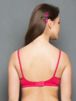 Clovia - Cotton Rich Solid Non-Padded Demi Cup Wire Free T-shirt Bra - Dark Pink