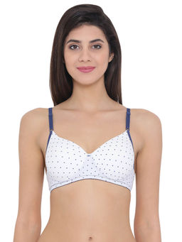 Clovia - Polyamide Printed Padded Full Cup Wire Free T-shirt Bra - White