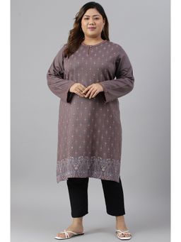 W - Purple Woven Winter Kurta