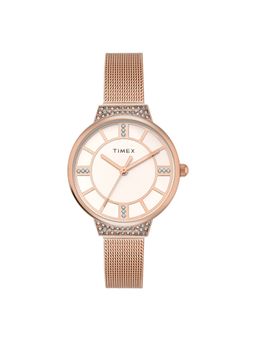 Timex - Women Rose Gold Round Dial Analog Watch -TWEL22402 (M)