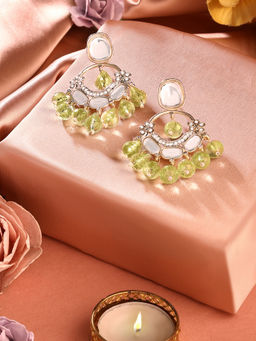 Zaveri Pearls - Green Dazzling Beads Drop Traditional Dangler & Drops Earring