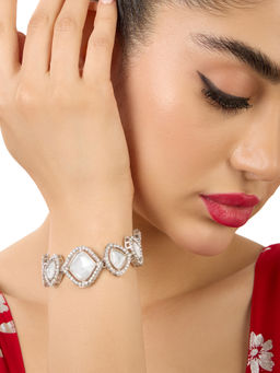 Zaveri Pearls - Silver Tone Austrian Diamonds & Stones Embellished Bracelet