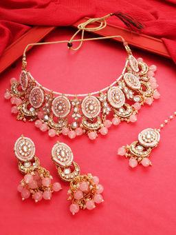 Zaveri Pearls - Pink Meenakari Kundan Choker Jewellery Set