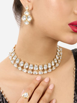 Zaveri Pearls - Gold Tone Stones Traditional Choker Jewellery Set