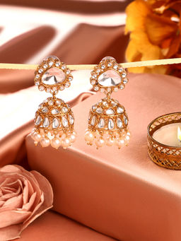 Zaveri Pearls - Gold Tone Traditional Kundan & Pearls Jhumki Earring