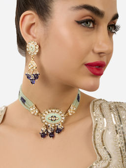 Zaveri Pearls - Multi Colour Multistrand Choker Jewellery Set