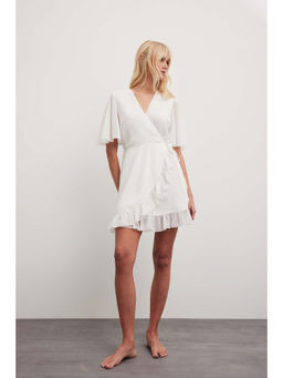 NA-KD - Women White Solid-plain Mini Dress