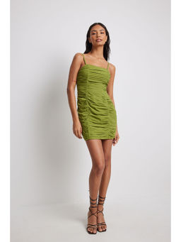 NA-KD - Women Olive Solid-plain Mini Dress