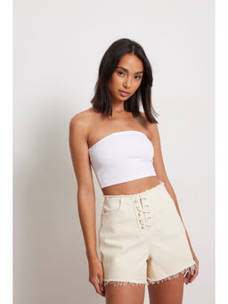 NA-KD - Women Off White Solid-plain Shorts