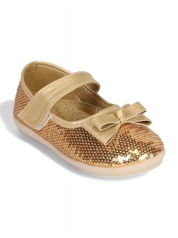 Lil Lollipop - Girls Mary Jane's Ballerina with Applique Detail - Gold
