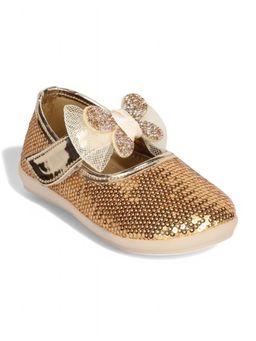 Lil Lollipop - Girls Mary Jane's Ballerina with Applique Detail - Gold