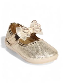 Lil Lollipop - Girls Mary Jane's Ballerina with Applique Detail - Gold