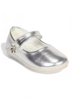 Lil Lollipop - Girls Mary Jane's Ballerina with Applique Detail - Silver