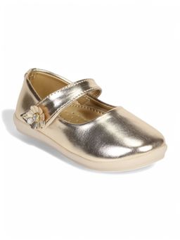 Lil Lollipop - Girls Mary Jane's Ballerina with Applique Detail - Gold