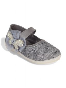 Lil Lollipop - Girls Mary Jane's Ballerina with Applique Detail - Dark Grey