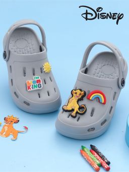 Yellow Bee - Boys The Lion King Clogs with Simba& Rainbow Charms - Grey