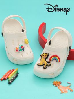 Yellow Bee - Boys The Lion King Clogs with Simba& Rainbow Charms - White