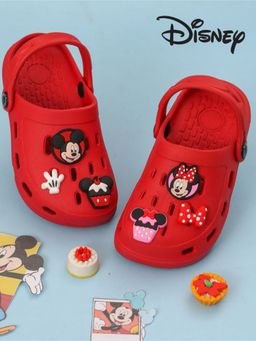 Yellow Bee - Girls Mickey & Minnie Mouse Clogs with Bow & Cupcake Charms - Red