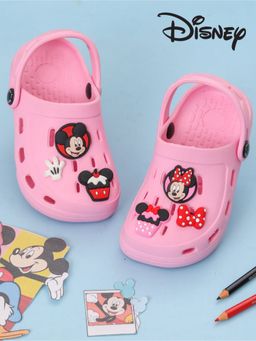 Yellow Bee - Girls Mickey & Minnie Mouse Clogs with Bow & Cupcake Charms - Pink