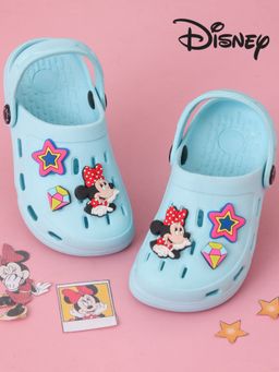 Yellow Bee - Girls Minnie Mouse Clogs with Star & Gem Charms - Blue
